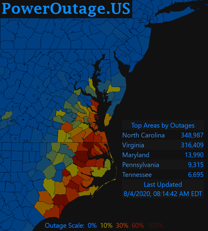 You are currently viewing Over 680k customers without power in MidAtlantic region caused by Isaias